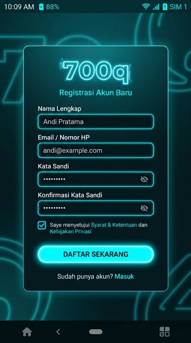 Panduan Registrasi Akun Baru 700q di Android