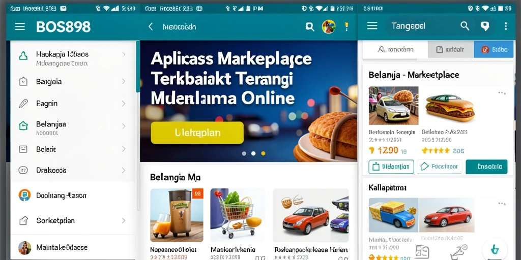 Antarmuka utama BOS898 yang menampilkan banyak pilihan produk.