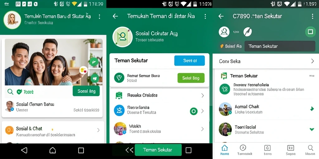Antarmuka menarik dari aplikasi C7890 untuk menemukan teman sekitar.