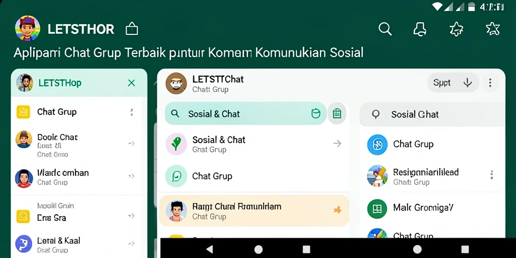 Screenshot antarmuka LETSTHOR yang menampilkan fungsi Chat Grup.