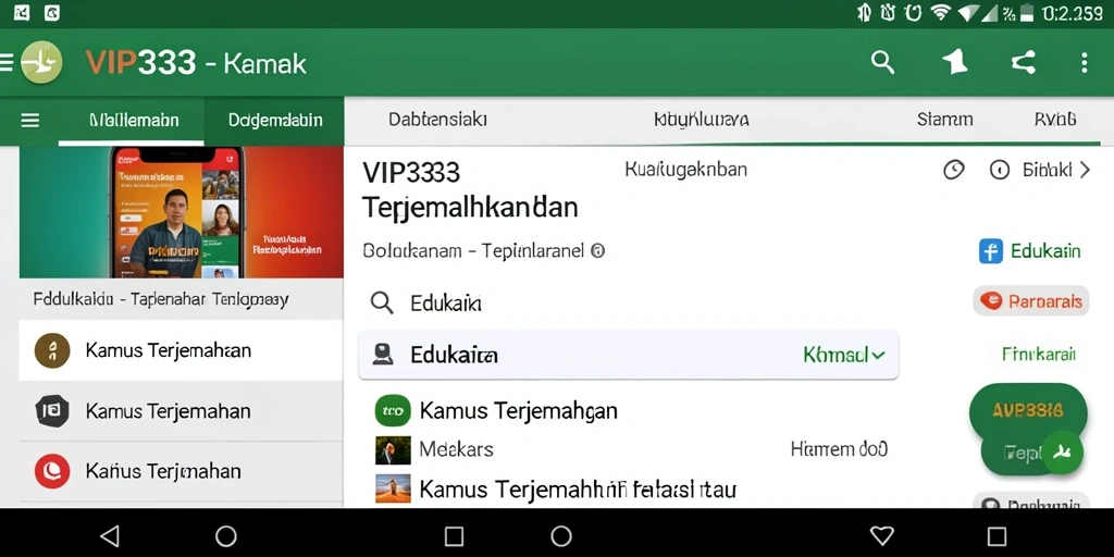 Tampilan antarmuka VIP333 yang user-friendly dalam fungsi Kamus Terjemahan.